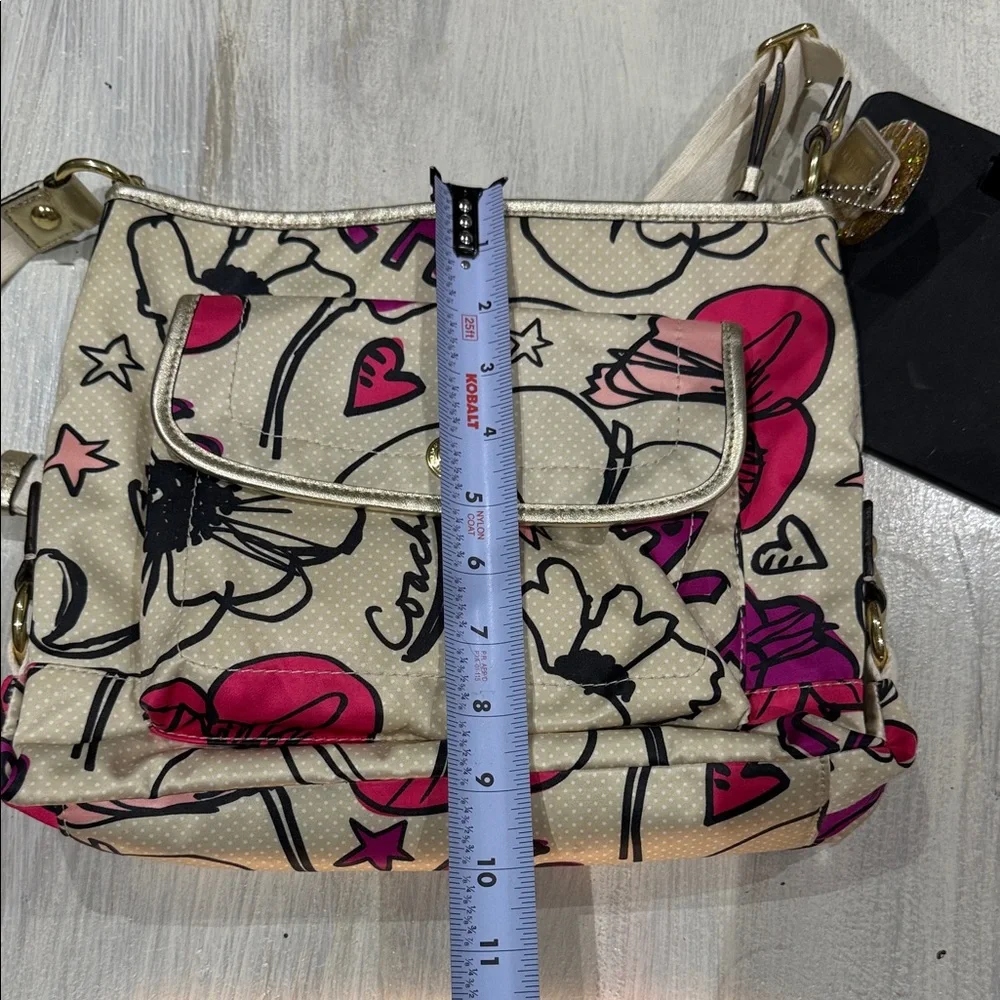 Coach Poppy Beige and Pink Floral Graphic Shoulder Bag